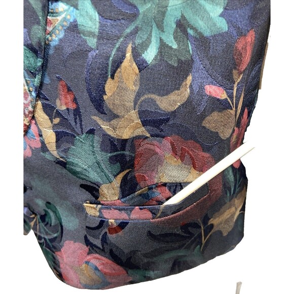 Vtg Brandon Michael Antique Victorian Floral 3 button vest pin stripes back Lg - Picture 4 of 13